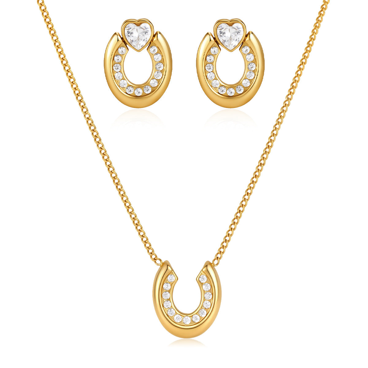 Léonore Horseshoe Crystal Gold Necklace