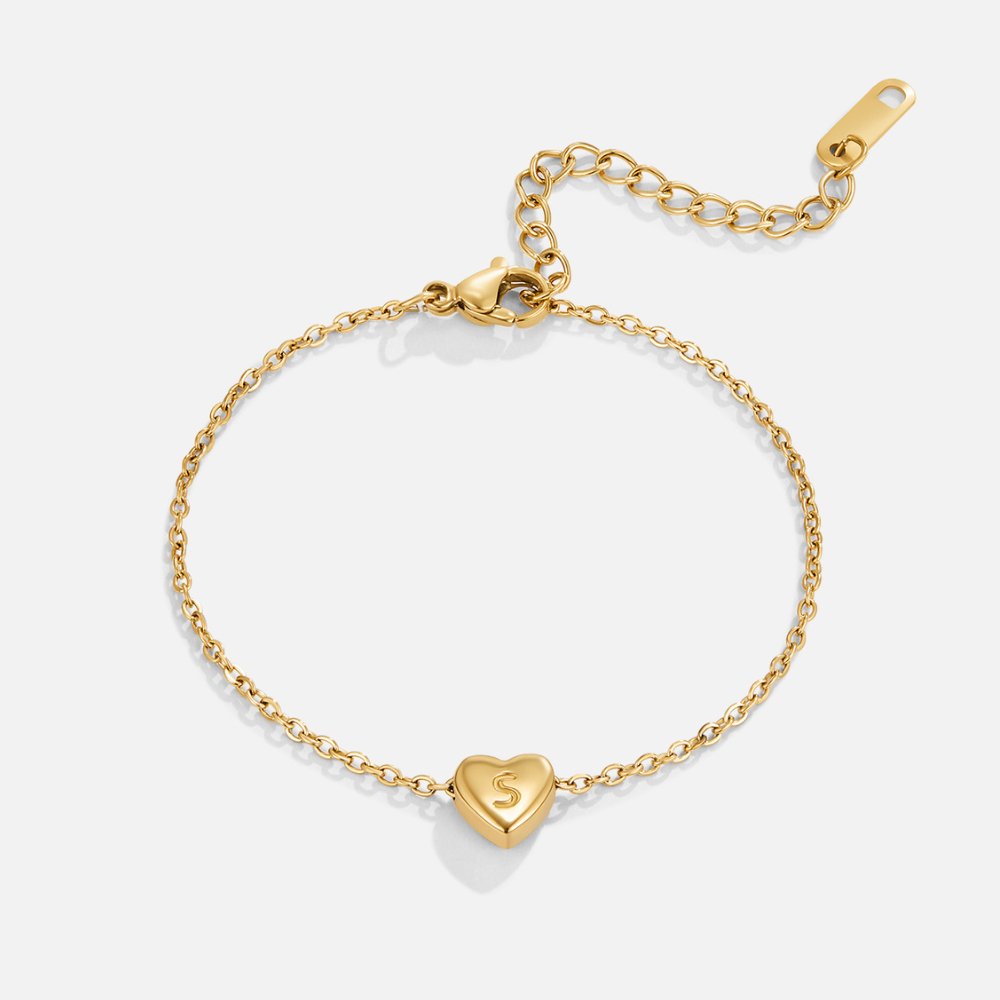Heart Initial Gold Bracelet