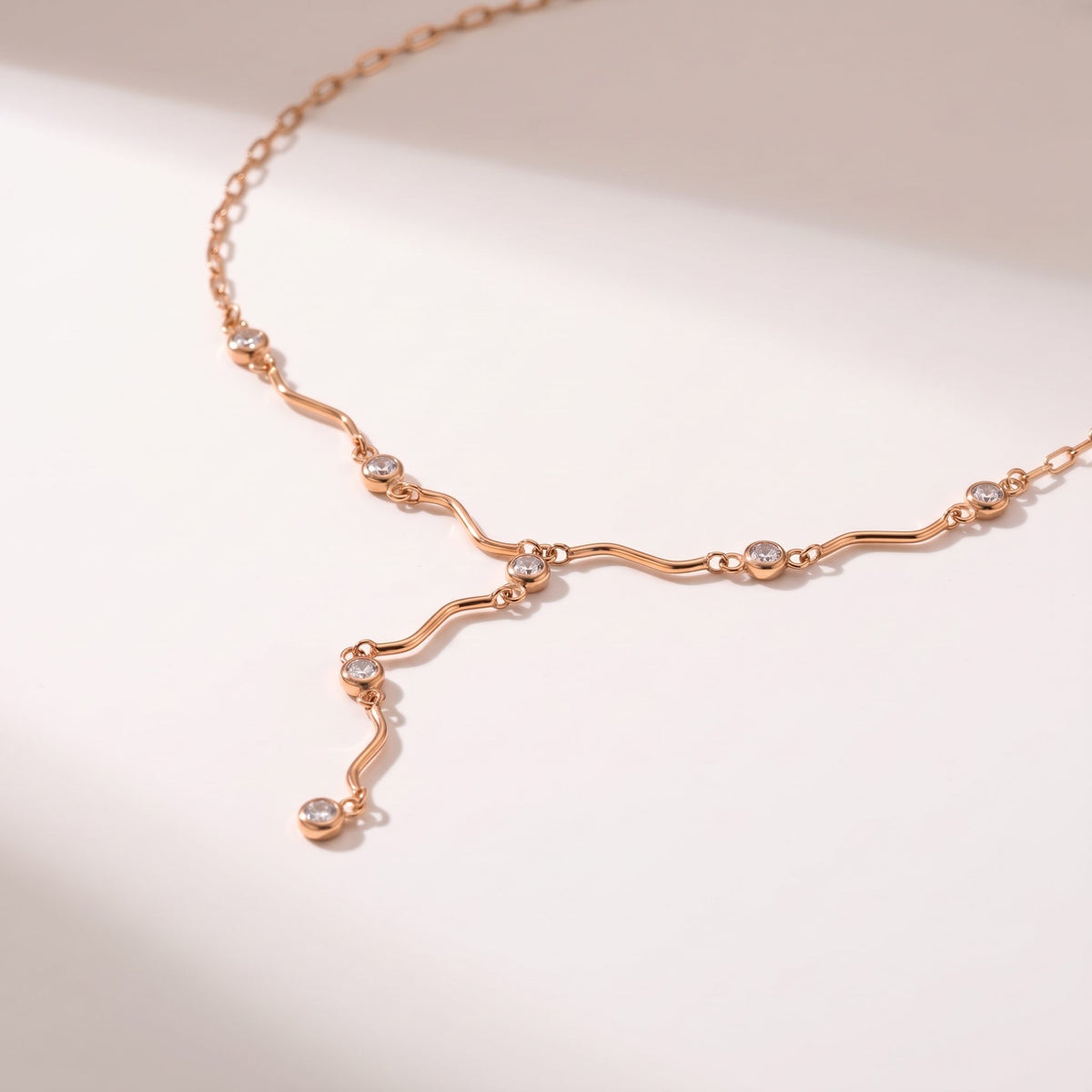 Ondine Wave Crystal Gold Necklace - Joie d’Or