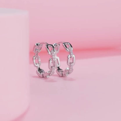 Ava Link Silver Hoops