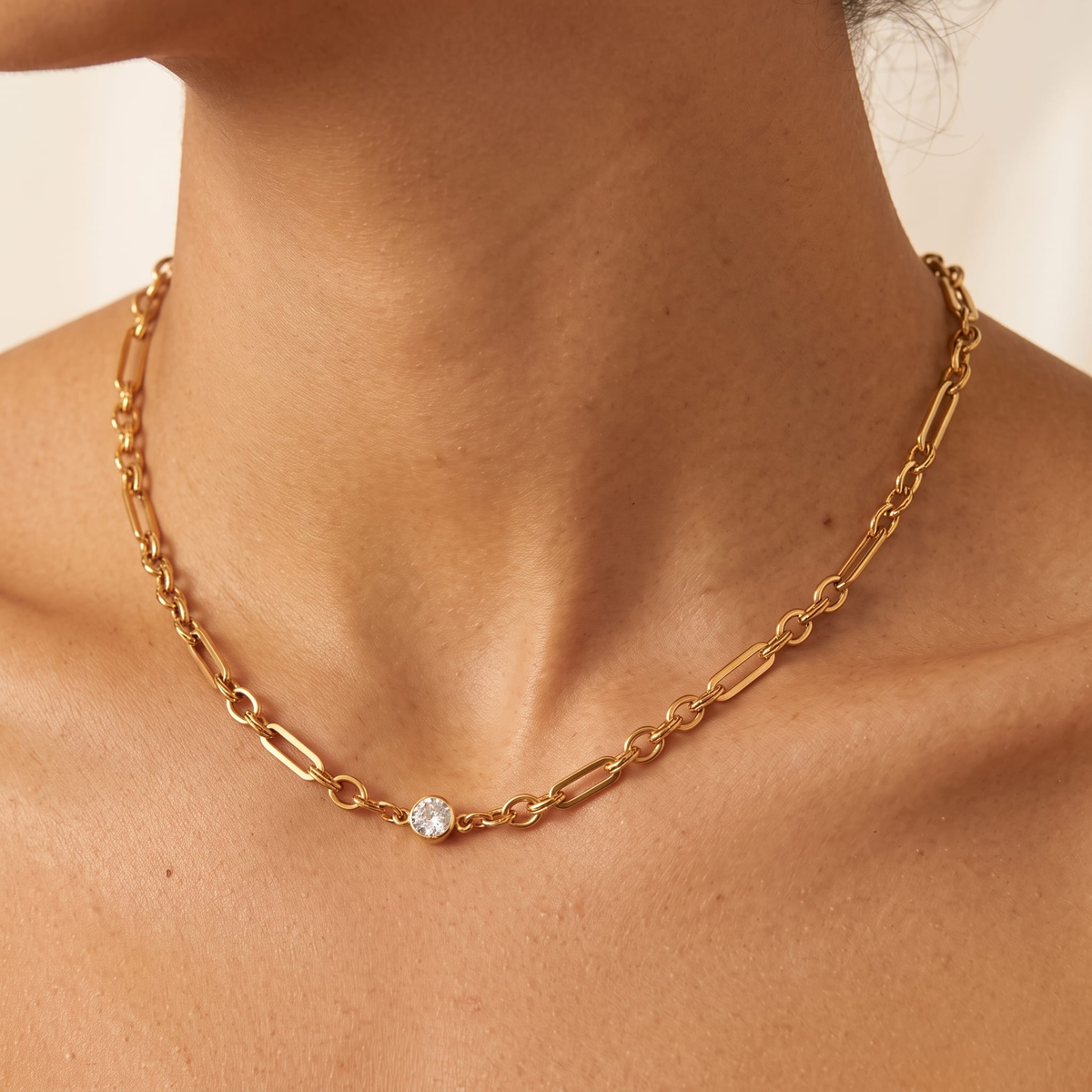Vittoria Solitaire Link Gold Necklace - Joie d’Or
